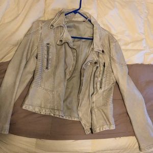 Free people vegan motto jacket in bone, size 8